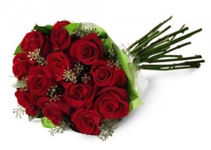 AA 12 Red Roses Handtied with accents